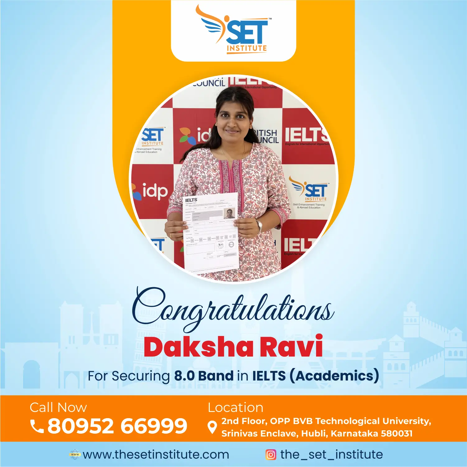 IELTS score achievement, Daksha Ravi