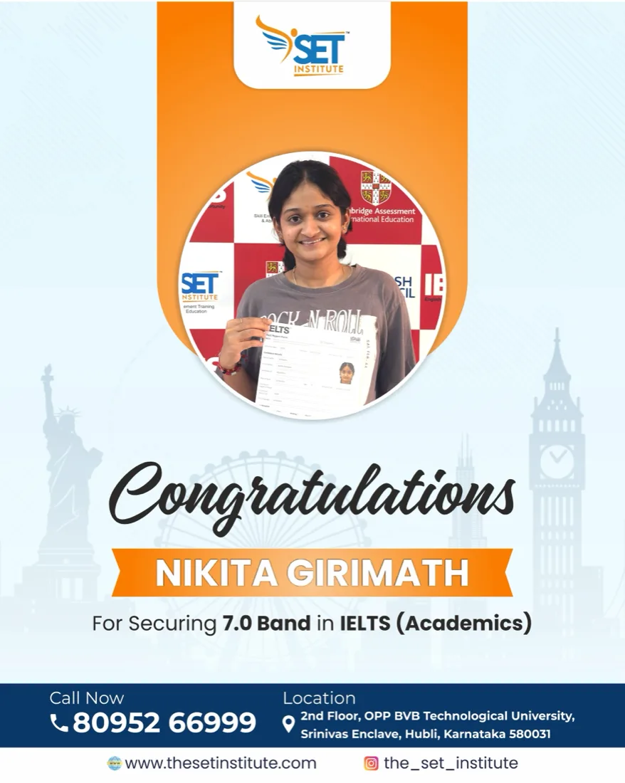 Nikita Girimath, IELTS 7.0 band with SET